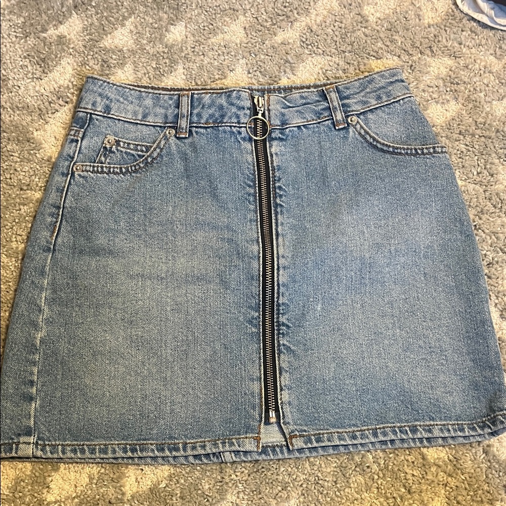 Topshop Blue Denim Mini Skirt